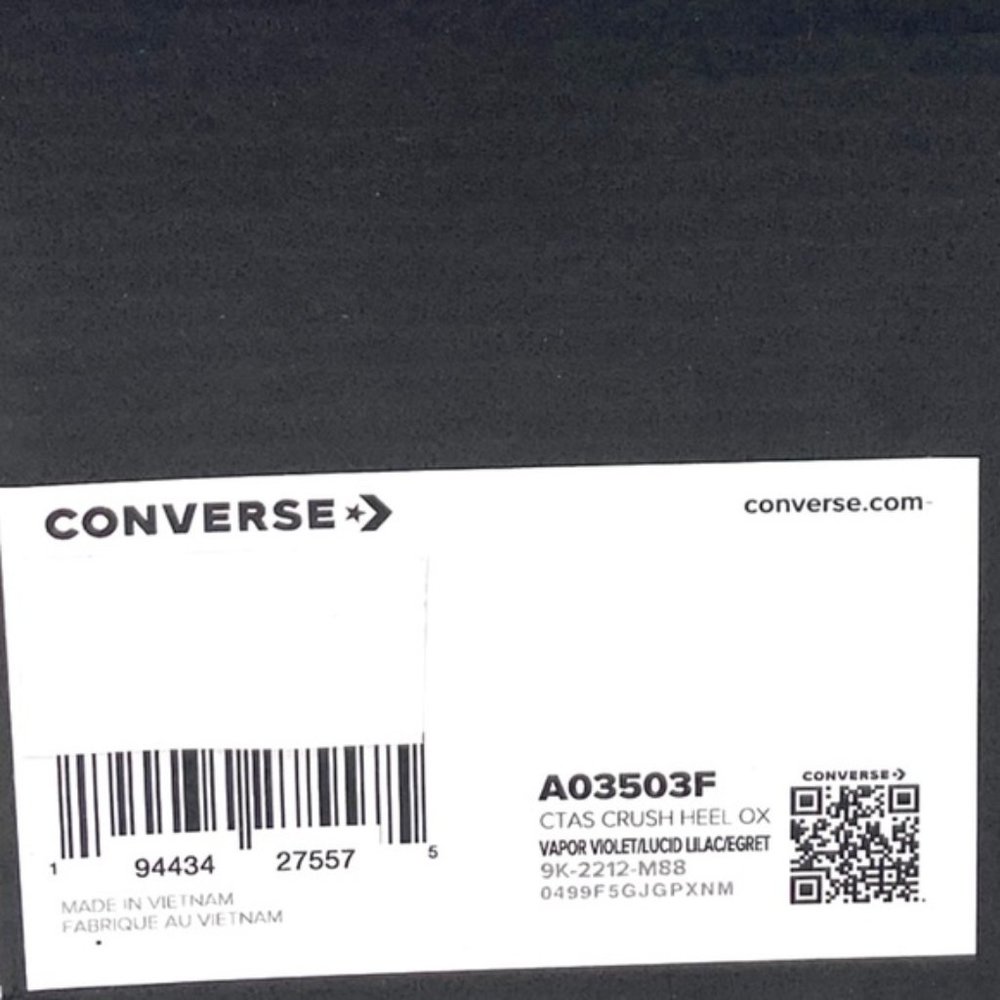 Converse Chuck Taylor Crush Heel Mule Sneakers Women's Low Violet Canvas A03503F - Picture 10 of 10